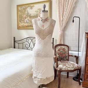 50s Lace Slip Dress  50s vintage Lady Duff size 34 ivory satin slip dress